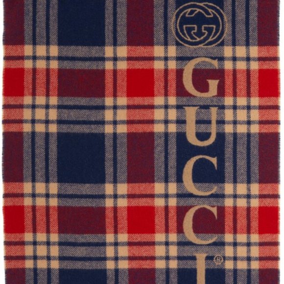 Gucci Vintage Logo Wool Check Scarf - Picture 4 of 10